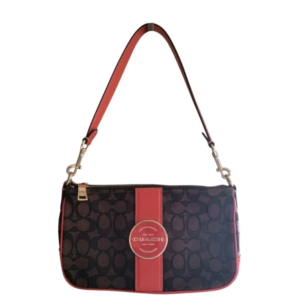 Coach Lonnie In‎ Signature Jacquard Women's Brown Orange Monogram C8306